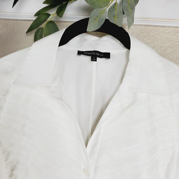 Lafayette 148 New York Long Sleeves Button Up Women Casual Classic White Top - Picture 3 of 13